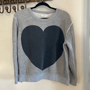 Madewell Grey Heart Graphic Sweatshirt Sz Sm